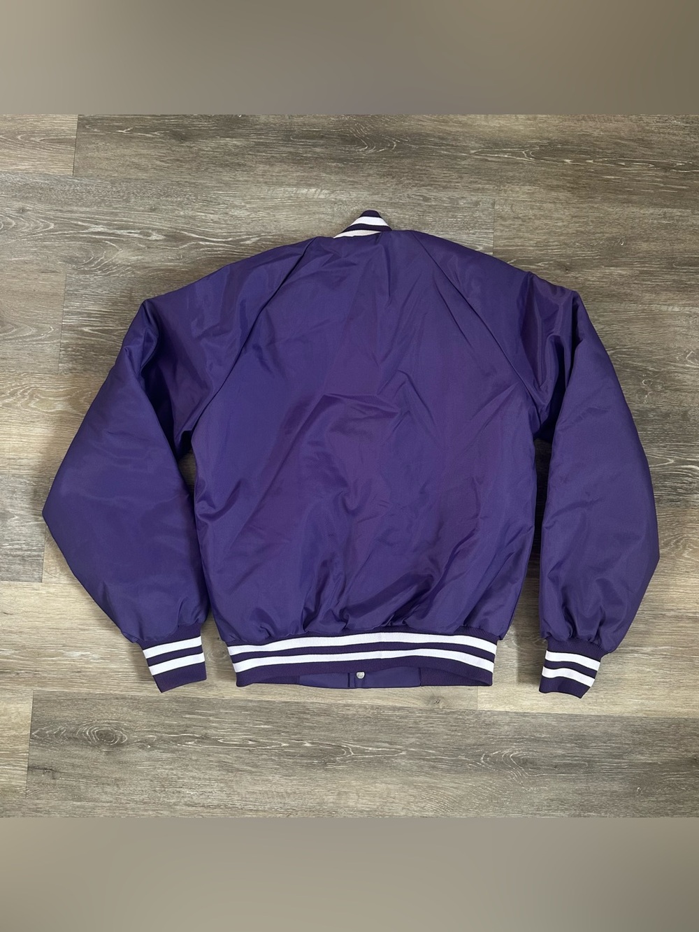 Vtg Blank WestArk Purple Nylon Varsity Bomber Jacket Unisex USA Made 90s Sz XS - Picture 4 of 4